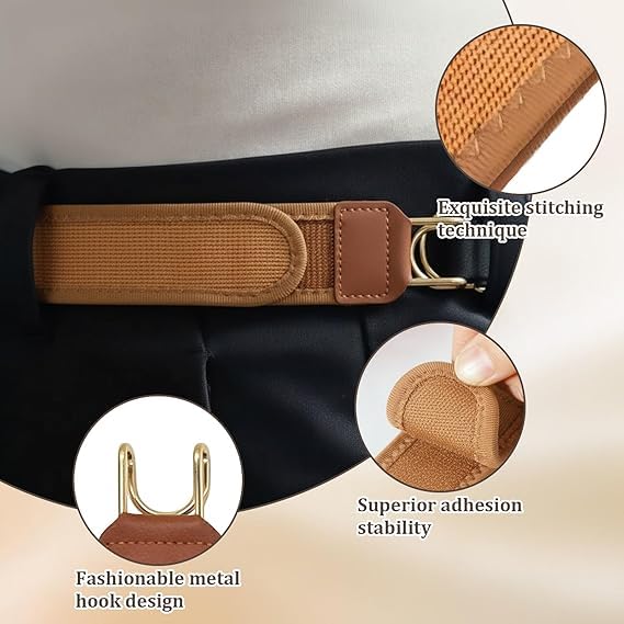 FlexFit™ Buckleless Elastic Waist Belt Hooks – 2 Pc Set