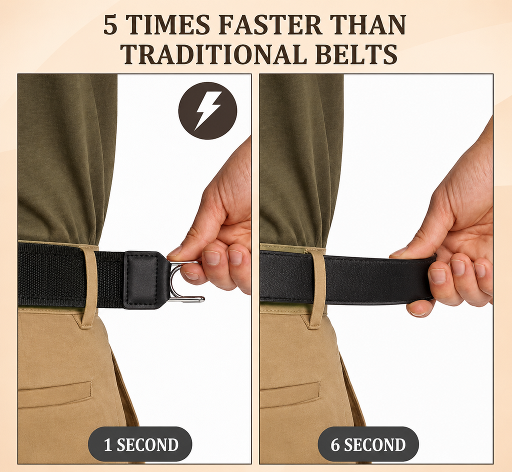 FlexFit™ Unisex Buckleless Elastic Waist Belt Hooks – 2 Pc Set