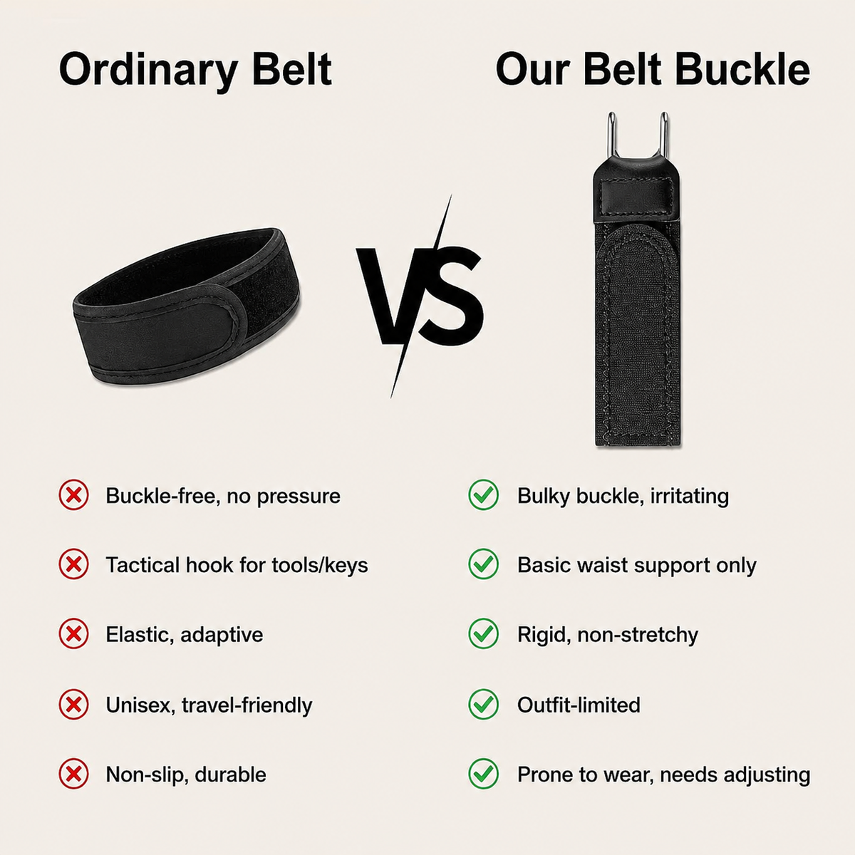 FlexFit™ Unisex Buckleless Elastic Waist Belt Hooks – 2 Pc Set