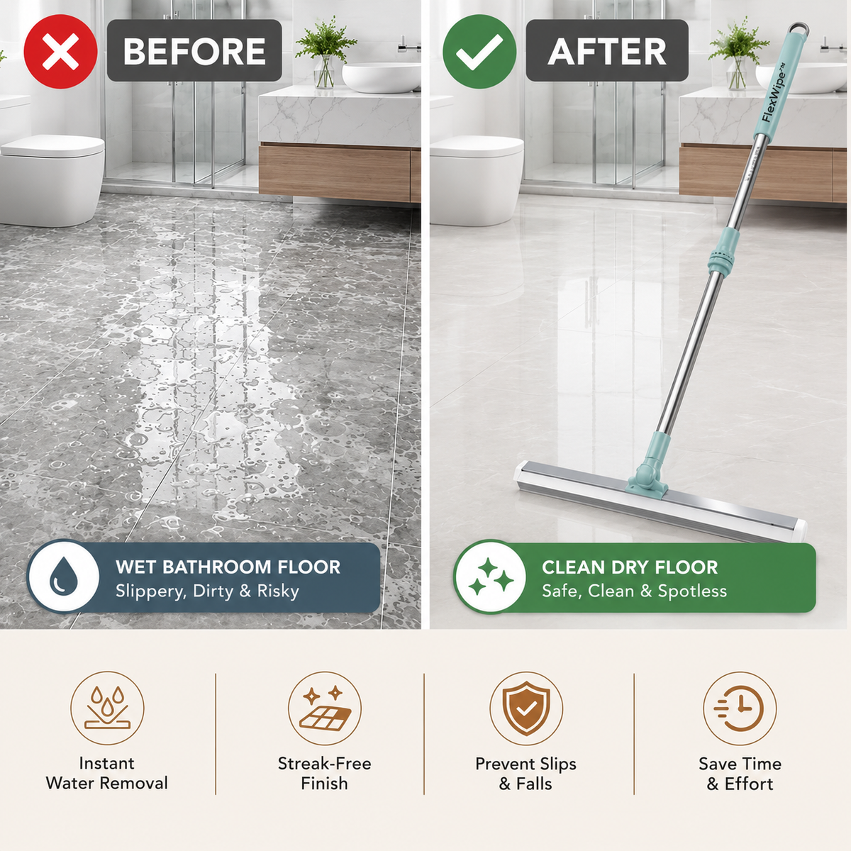 FlexiWipe™ Pro — Premium 180° Silicone Floor Wiper